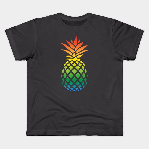 rainbow pineapple Kids T-Shirt by Lamink